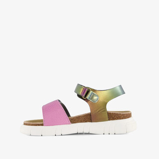 Braqeez leren meisjes sandalen metallic multicolor