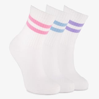 3 paar kinder sportsokken met strepen wit