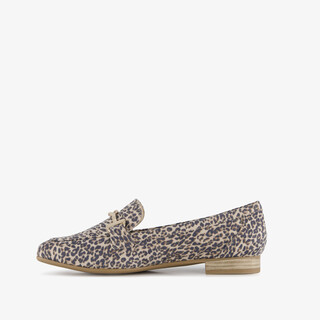 Marco Tozzi dames loafers met panterprint beige bruin
