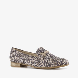 Marco Tozzi dames loafers met panterprint beige bruin