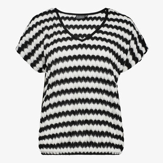 TwoDay dames T-shirt met golvend patroon zwart wit