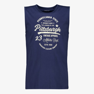 Unsigned heren singlet met tekstopdruk donkerblauw