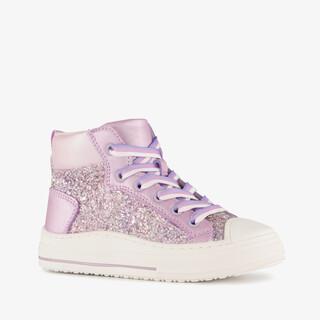 Blue Box hoge meisjes sneakers met glitters paars
