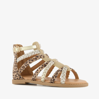 Blue Bos meisjes sandalen met panterprint en glitters bruin