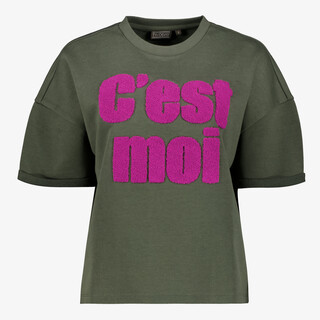 TwoDay dames sweat T-shirt met tekstopdruk groen