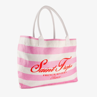Dames shopper strandtas met strepen roze