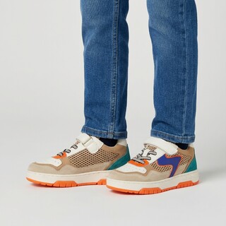 Braqeez leren jongens sneakers oranje blauw