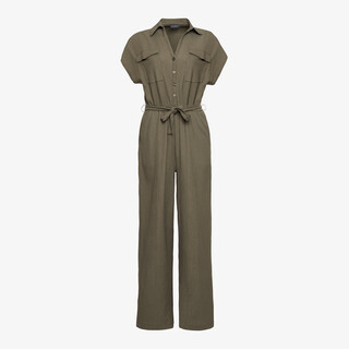 TwoDay dames crinkle jumpsuit korte mouw groen