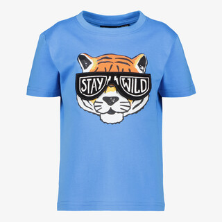 Unsigned jongens T-shirt met tijgerkop blauw