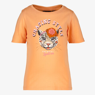 TwoDay meisjes T-shirt met panterkop oranje