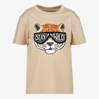 Unsigned jongens T-shirt met tijgerkop beige