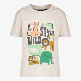 Unsigned jongens T-shirt met wilde dieren beige
