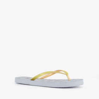 Dames teenslippers met madeliefjes blauw