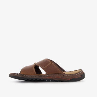 Van Beers leren heren slippers cognac bruin