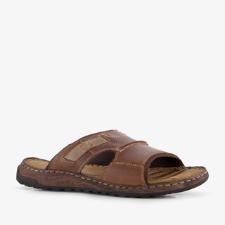 Van Beers leren heren slippers cognac bruin