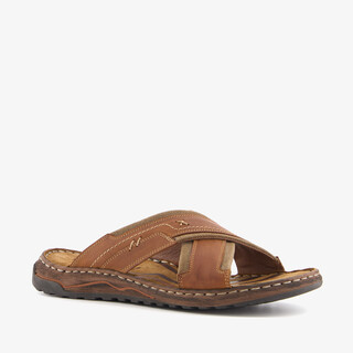 Van Beers leren slippers heren bruin