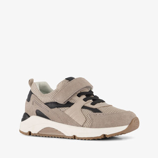 Stap suède jongens sneakers taupe