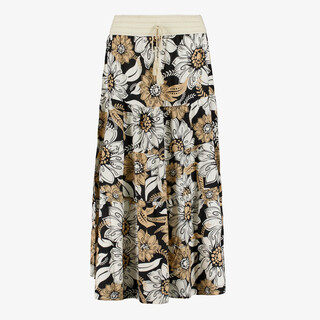 TwoDay dames maxi rok met bloemenprint beige zwart