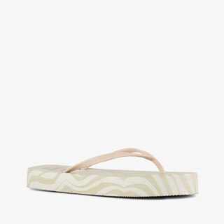 Dames teenslippers met print beige