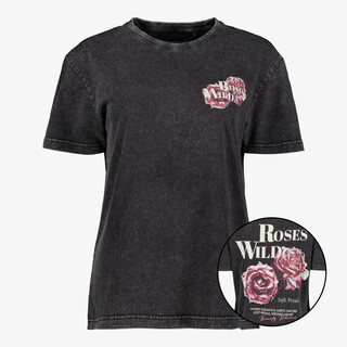 TwoDay dames acid wash T-shirt met backprint zwart