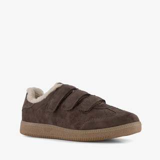 Blue Box dames sneakers met teddy voering bruin