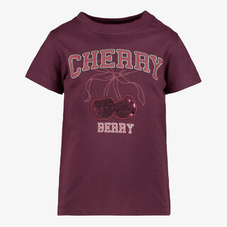 TwoDay meisjes T-shirt met kersen en pailletten rood