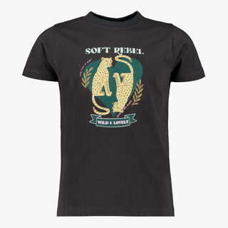 TwoDay meisjes T-shirt met panter antraciet