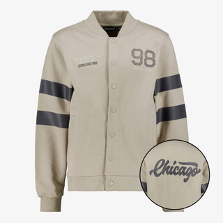 Unsigned jongens baseball vest met backprint beige