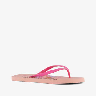Dames teenslippers met bloemenprint roze