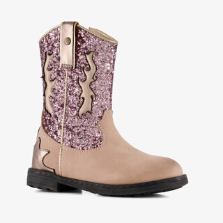 Stap leren meisjes cowboylaarzen roze beige