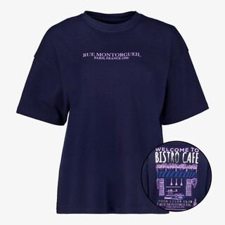 TwoDay dames T-shirt met backprint donkerblauw