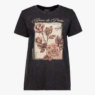 TwoDay dames acid wash T-shirt met rozen