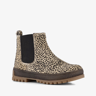 Groot suede meisjes Chelsea boots met panterprint