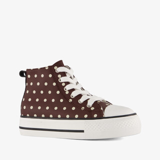 Blue Box meisjes hoge sneakers met polkadots bruin
