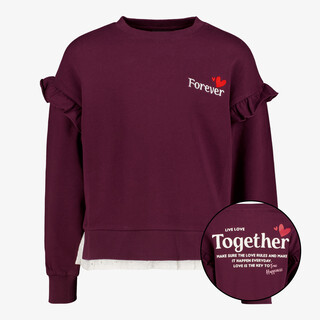 TwoDay meisjes sweater met kant bordeaux rood