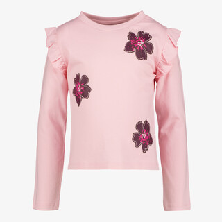 TwoDay meisjes shirt met bloemen en ruches lichtroze