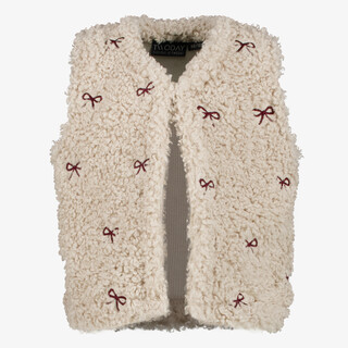 TwoDay fluffy meisjes gilet met strikjes beige