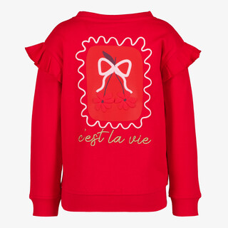 TwoDay meisjes sweater met ruches rood