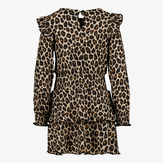 TwoDay meisjes jurk met panterprint en ruches
