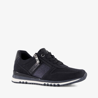 Marco Tozzi dames sneakers met glitters donkerblauw