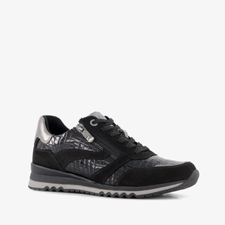 Marco Tozzi dames sneakers met croco dessin zwart