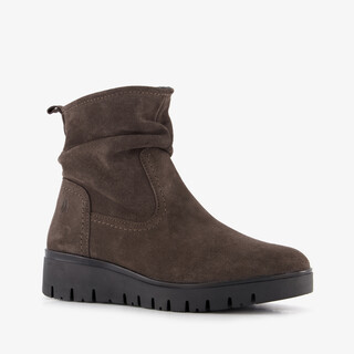 Hush Puppies suède dames enkellaarsjes donkerbruin