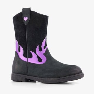 Stap leren meisjes cowboylaarzen zwart roze