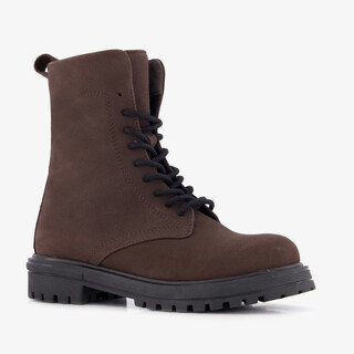 Groot leren meisjes veterboots donkerbruin