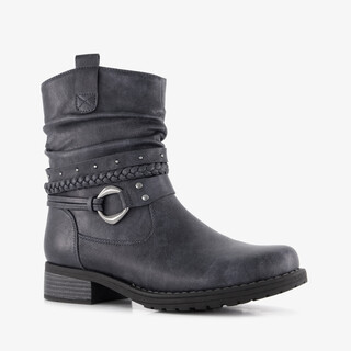 Blue Box dames enkellaarsjes met gesp en studs donkerblauw