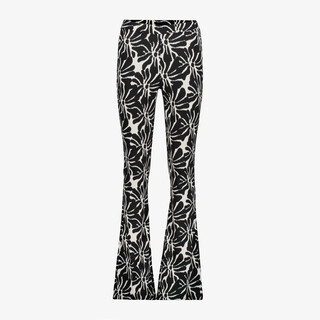 TwoDay dames flared broek met bloemenprint zwart