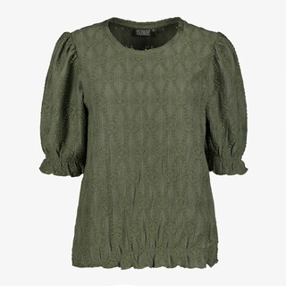 TwoDay dames top met pofmouwen groen