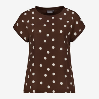 TwoDay dames T-shirt met stippen bruin wit