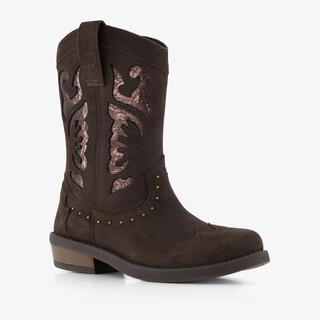 Braqeez suède meisjes cowboylaarzen donkerbruin