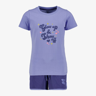 Osaga cropped meisjes sport T-shirt met tekstopdruk paars